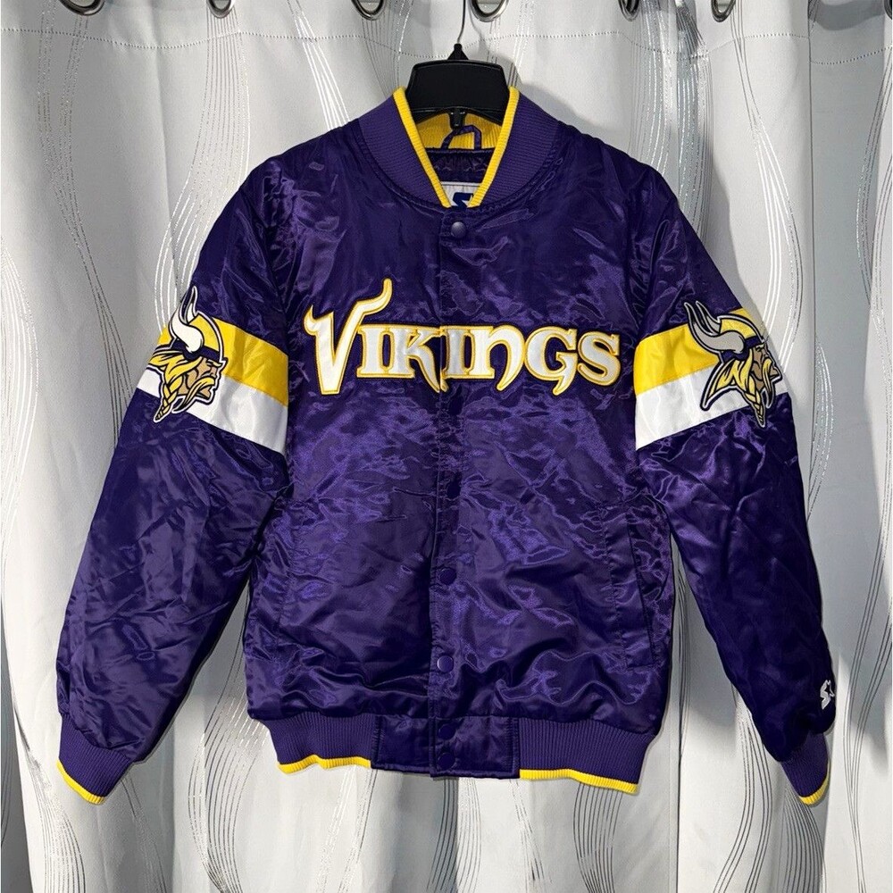 Starter Minnesota Vikings NFL Football Jacket Purple/Yellow/White Size S